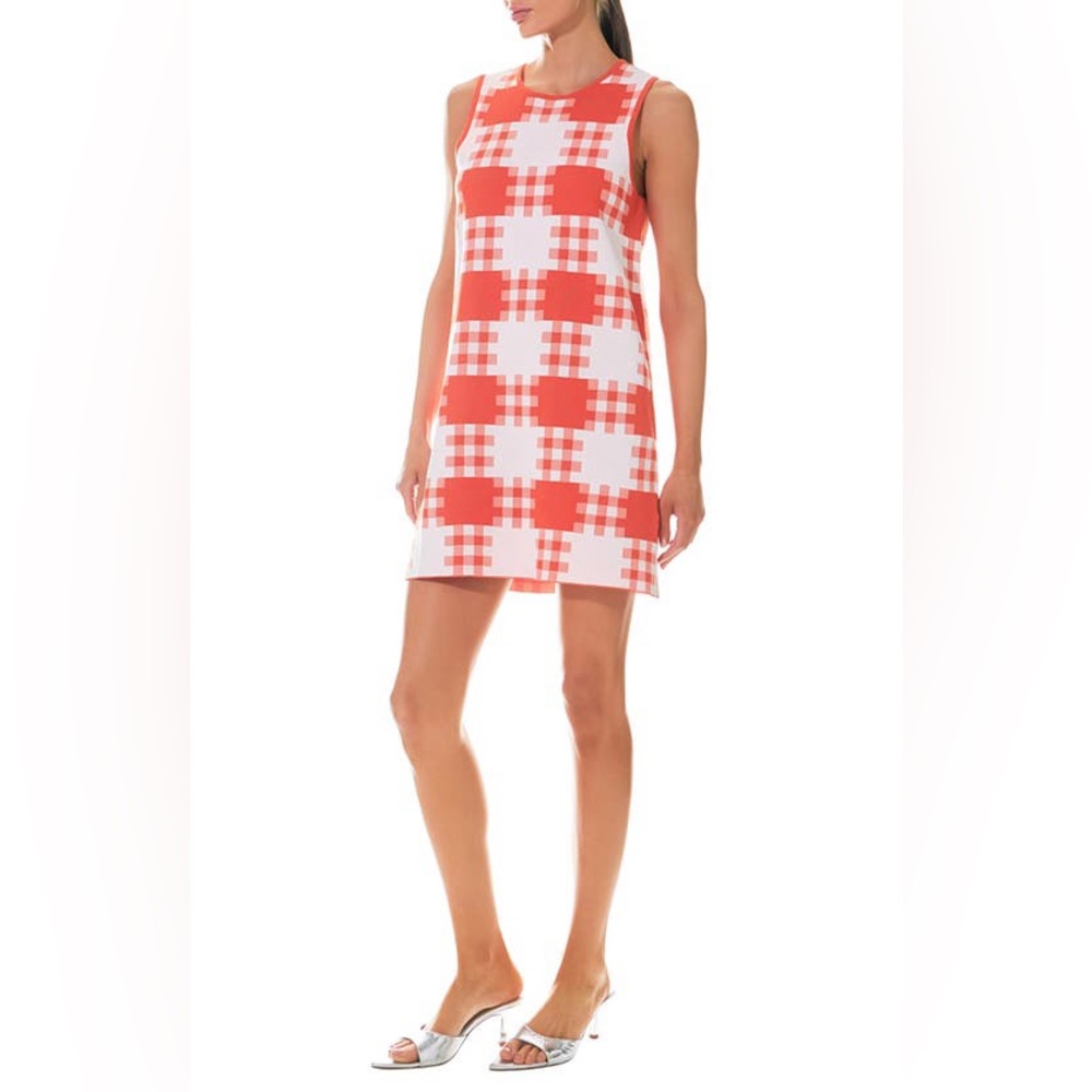 Grey Lab: Orange and White Sleeveless gingham dress size M